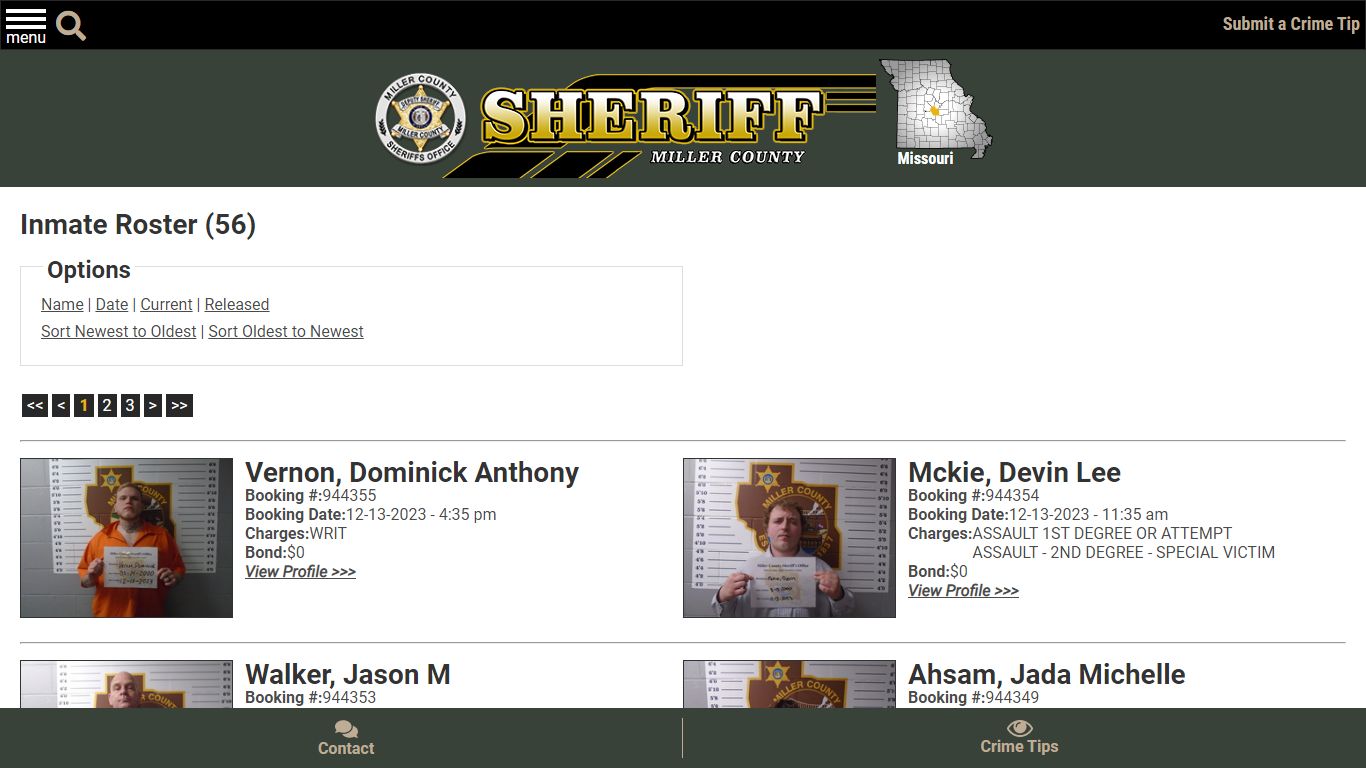 Current Inmates Booking Date Descending - Miller County Sheriff